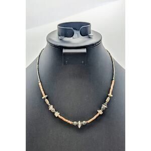 Vintage Liquid Silver Pink Shell Heishi Bead 17" Necklace